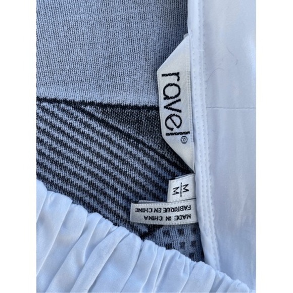 Ravel Geometric Print Jacket Ruched Front White Black Career Size M - Picture 2 of 5